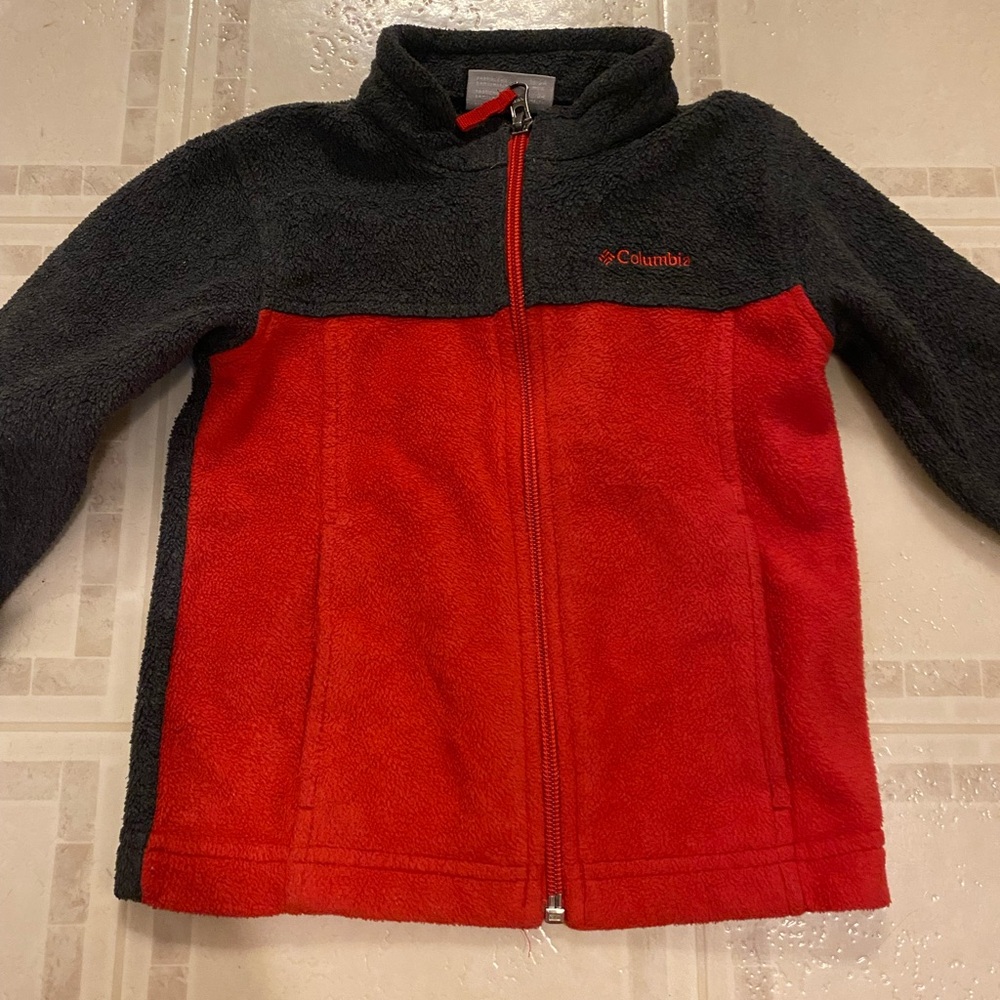 Columbia Charcoal and Red Fleece Jacket